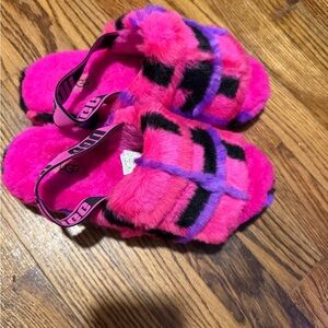 UGG Pink and Purple Fuzzy Sandals